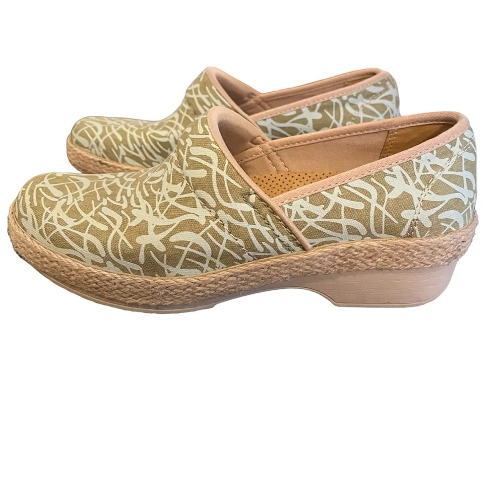 Dansko Victoria clog canvas jute espadrille green tan 38 - Picture 6 of 14